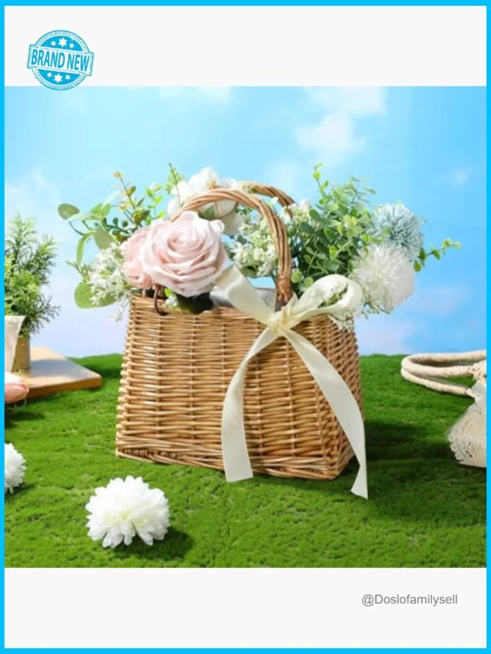 Wicker Handbag Rattan Woven Tote Boho Straw Beach Bag Summer Wedding Clutch